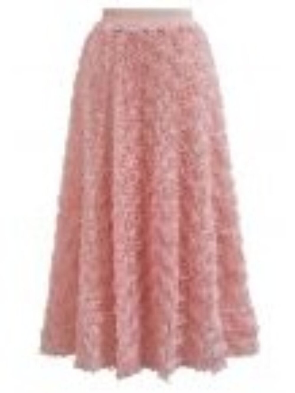 Chicwish Small 3D Rose Petal Midi Skirt Pink Elastic Waist Floral Boho Romantic